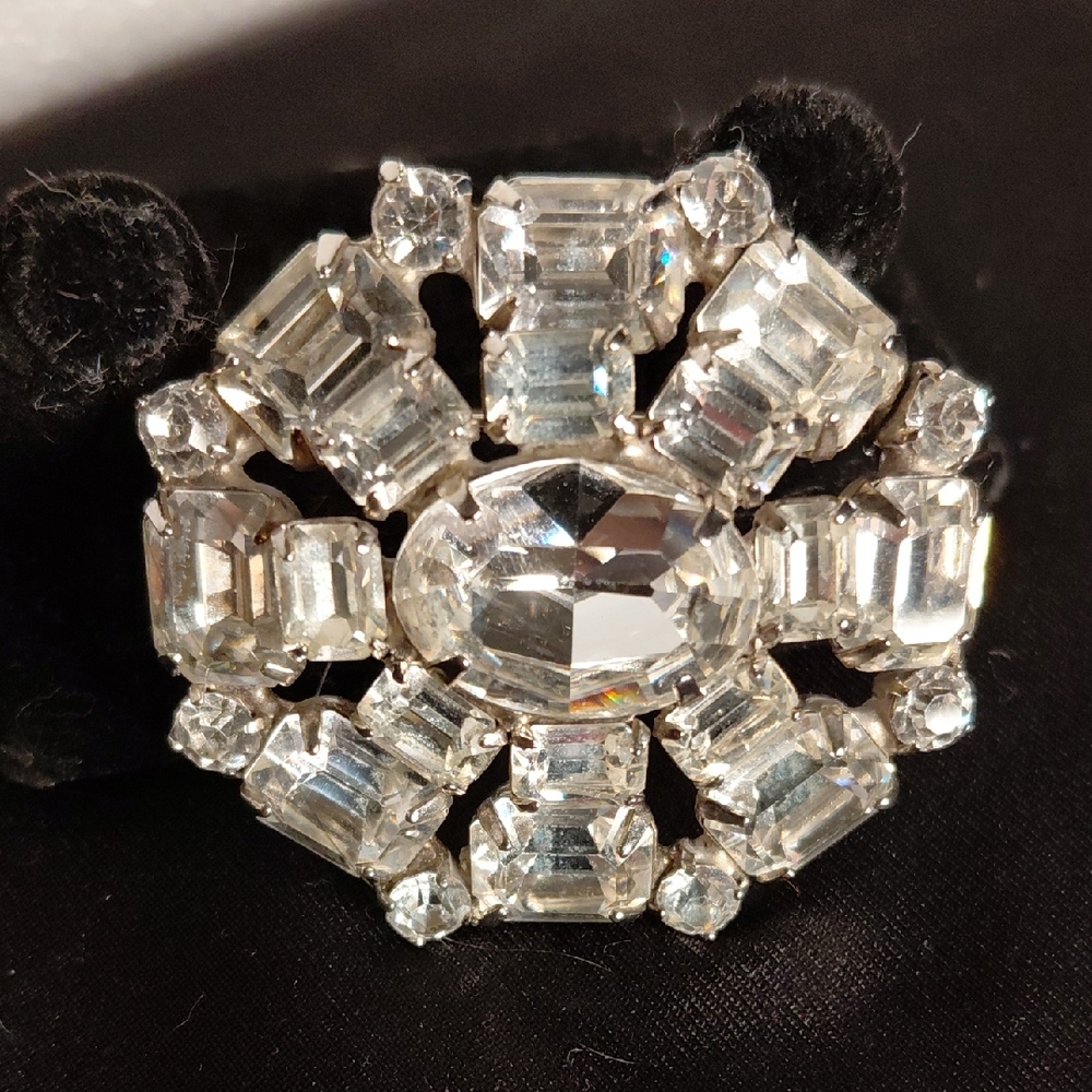 Elegant Silver Crystal Brooch